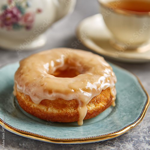 Wallpaper Mural A maple donut with glaze topping on a dessert plate. Torontodigital.ca