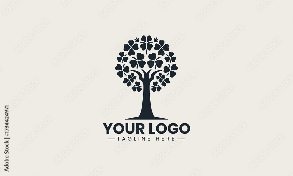 Obraz premium Clover Tree Wealth vector logo illustration