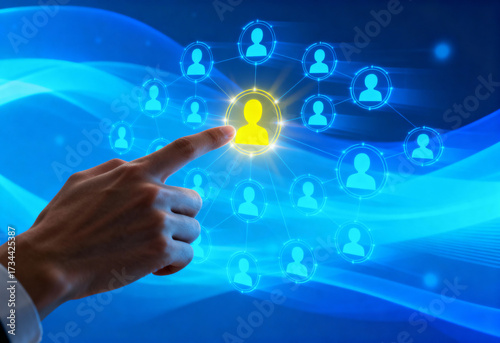 Choosing a standout user from digital network icons - business concept choosing candidate