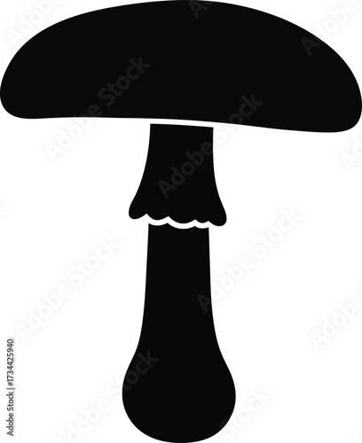 Black mushroom vector silhouette for nature forest fungi illustration scalable eps icon