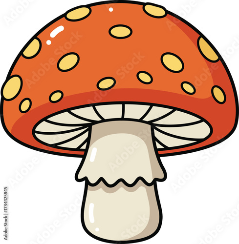 Vibrant red mushroom illustration vector eps scalable graphic icon for nature and fantasy designs
