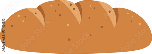 Golden loaf bread baked fresh bakery food illustration isolated on white vector