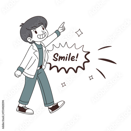 Trendy Boy Smile Pose, Stylish Boy Saying Smile, Cool Boy Happy Expression, Modern Boy Reaction Isolated