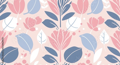 Wallpaper Mural A repeating pattern of floral arrangements inside elegant vases, classic and traditional  Torontodigital.ca