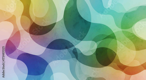 Vibrant and dynamic abstract background featuring a harmonious blend of soft, fluid, organic shapes in a full spectrum of colors, perfect for modern design aesthetics and creative projects