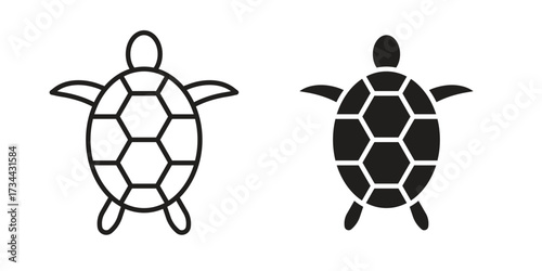Sea turtle icons simple vector set. logo sign symbol set
