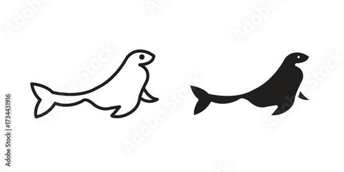 Sea lion icons simple vector set. logo sign symbol set