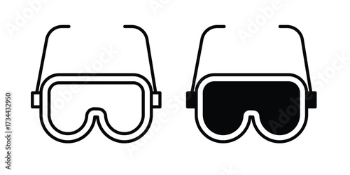Safety glasses icons simple vector set. logo sign symbol set