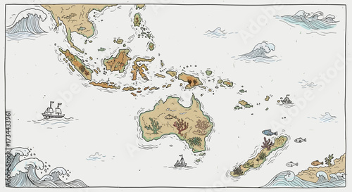 Australia's Underwater Marvels A Maritime Map with Coral Reefs and Ocean Adventures