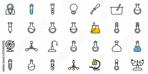Discover modern science icons representing research, experimentation, and innovation with this versatile collection for educational, medical, and technology projects