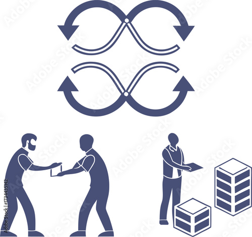 Continuous Integration and Continuous Delivery illustrated with people and arrows