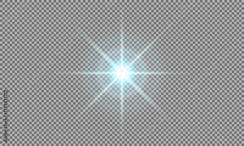 Blue Sparkle Light Star Burst Effect Transparent Vector Shiny Glow Radiance Lens Flare Flash Bright Energy