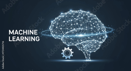Digital brain network representing machine learning and artificial intelligence for data processing and technological innovation