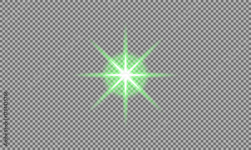 Glowing Green Starburst Flare Effect Bright Light Spark Vector Radiant Shine Energy Flash Cosmic Glow Illumination