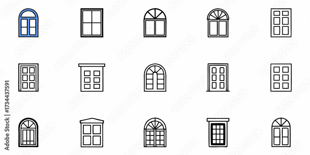 Fototapeta premium Black and white building icon set for web, business, finance, and digital design use