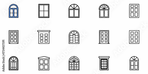 Black and white building icon set for web, business, finance, and digital design use