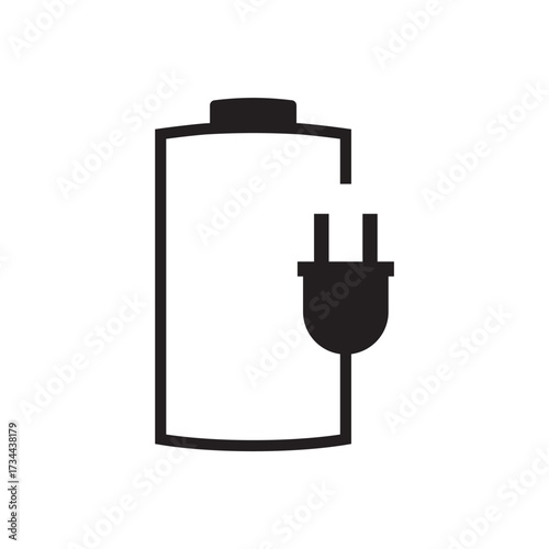 Outline Power Cell Plugged In Recharging Graphic