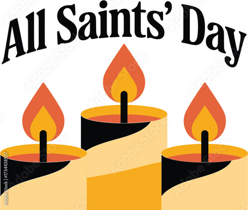 Three lit candles glowing warmly to commemorate All Saints' Day