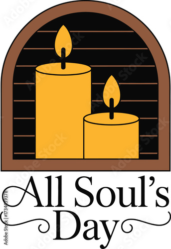 Warm glowing candles illuminate the phrase All Soul's Day, symbolizing remembrance and peace.