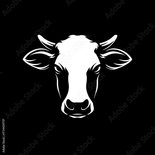 Cow head illustration on black background (1)