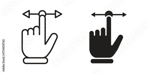 Push to slide right and left gesture icons simple vector set. logo sign symbol set