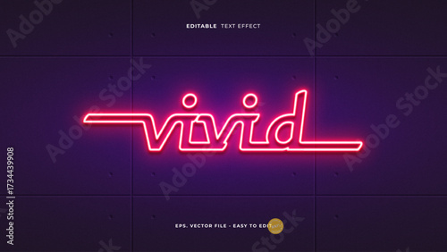 Vivid neon text effect. Editable red neon led text style on the cement wall.