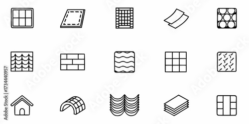 Discover a versatile collection of building material icons perfect for architectural design, construction projects, and home renovation visuals, offering a modern and clean aesthetic for any creative 