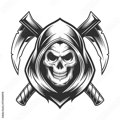 Hooded Death Skull Vintage Tattoo Style eps vector
