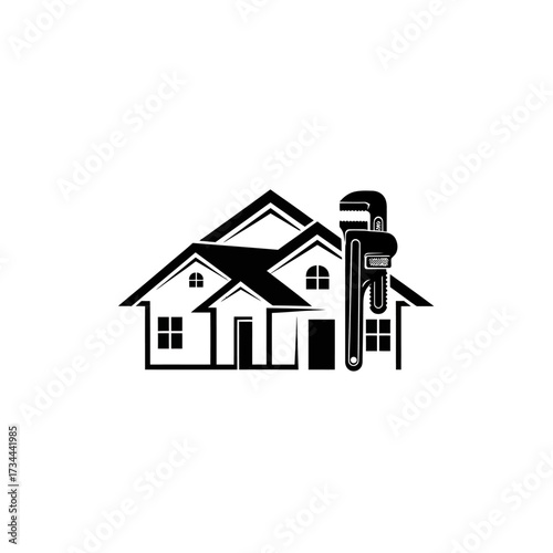 House plumbing service logo isolated on white background home repair and maintenance concept