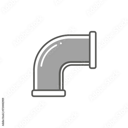 Illustration of a 90 degree plumbing pipe fitting isolated on white background for design use