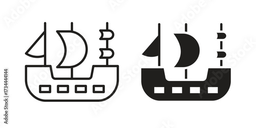 Pirate ship icons simple vector set. logo sign symbol set