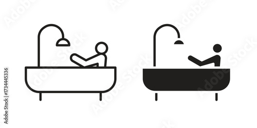 Person Bathing icons simple vector set. logo sign symbol set