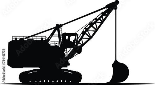 Dragline excavator, a powerful machine used for surface mining