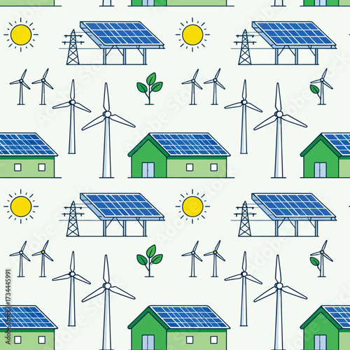 solar panels and wind power plant