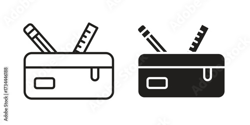 Pencil case icons simple vector set. logo sign symbol set