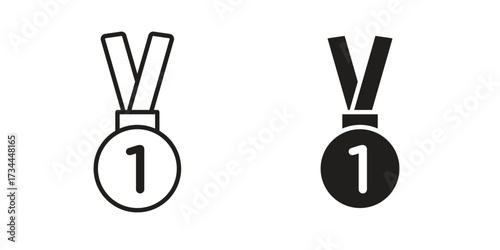 Number one medal icons simple vector set. logo sign symbol set