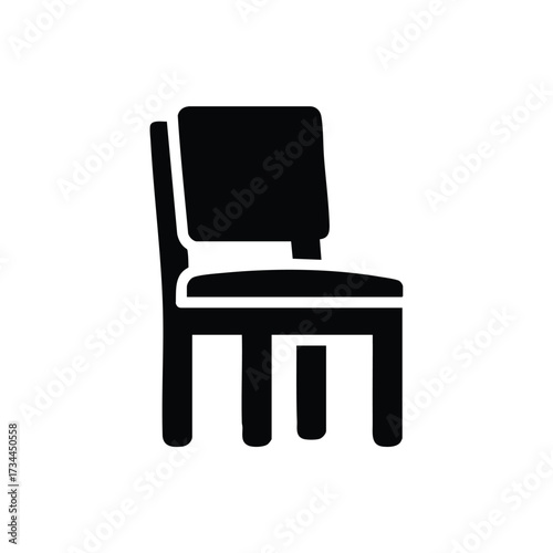 Silhouette of a simple wooden chair with a cushioned seat and backrest, standing alone against a plain