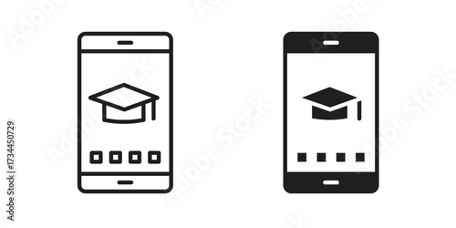 Mobile learning icons simple vector set. logo sign symbol set