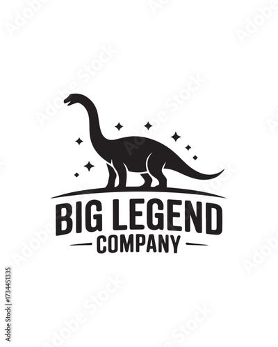 minimal monochrome dinosaur logo vector big legend company sauropod silhouette emblem for signage