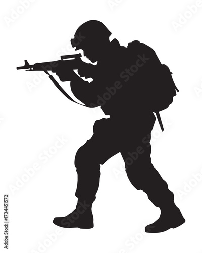 tactical soldier silhouette vector rifle helmet backpack combat pose editable ai eps png jpeg for projects