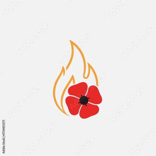 Remembrance Day memorial ceremony honoring veterans with a fiery symbol of sacrifice and eternal memory