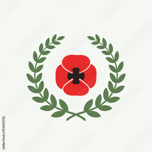 Remembrance Day Poppy Wreath, Memorial Ceremony for Veterans Graphic Design