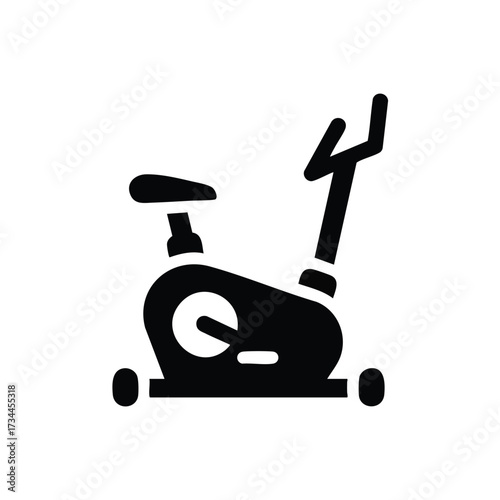 Minimalist silhouette of a stationary exercise bike with a sleek modern design and simple lines on a plain