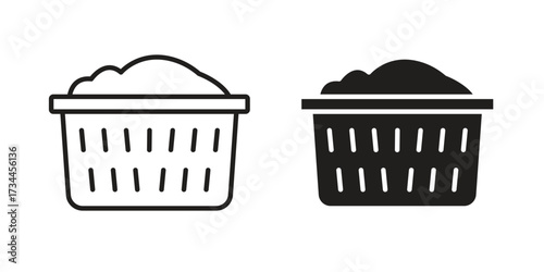 laundry hamper icons simple vector set. logo sign symbol set
