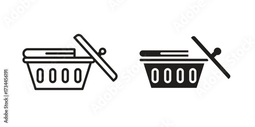 Laundry basket icons simple vector set. logo sign symbol set