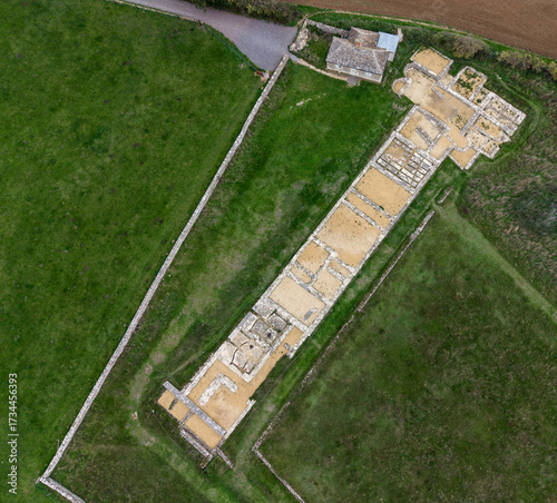 Drone Image Of North Leigh Roman Villa In Oxfordshire