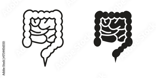 Large intestine icons simple vector set. logo sign symbol set