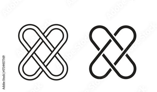 Interlocking icons simple vector set. logo sign symbol set
