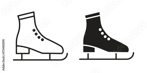 Ice skating icons simple vector set. logo sign symbol set