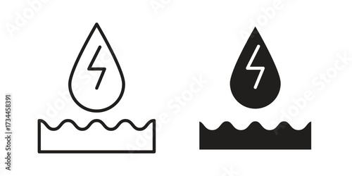 Hydraulic energy icons simple vector set. logo sign symbol set